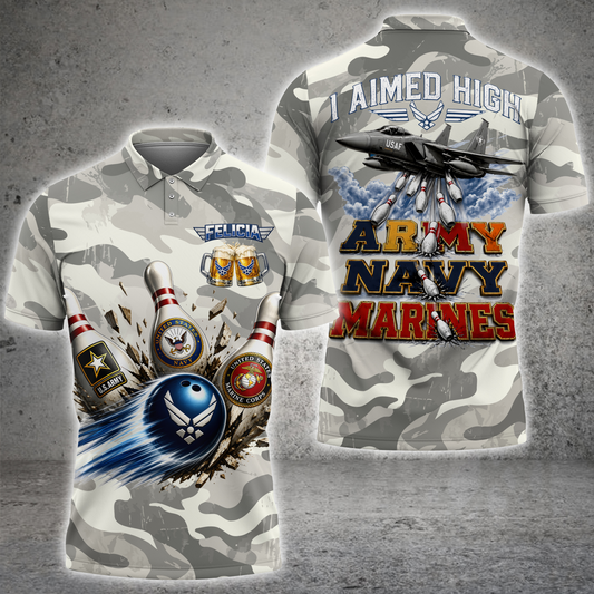 Maxcorners Personalized Polo Shirt I Aimed High Bowling Shirt For Dana