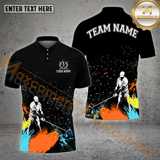 Maxcorners Golf Customized Name Colorful Paint Pattern Multicolor Sport Jersey Pattern Custom 3D Polo Shirt (4 Colors)
