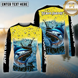Maxcorners Marlin Fishing Aqua Surge Pattern Sport Jersey Personalized Name, Team Name Long Sleeve Shirt