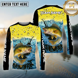 Maxcorners Walleye Fishing Aqua Surge Pattern Sport Jersey Personalized Name, Team Name Long Sleeve Shirt