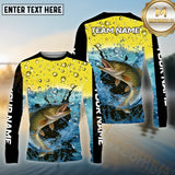 Maxcorners Pike Fishing Aqua Surge Pattern Sport Jersey Personalized Name, Team Name Long Sleeve Shirt