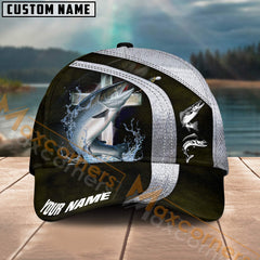 Maxcorners Salmon Fishing Skinfish Texure Pattern Multicolor Personalized Name 3D Cap