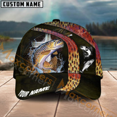 Maxcorners Trout Fishing Skinfish Texure Pattern Multicolor Personalized Name 3D Cap