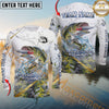 Maxcorners Fishing Golden Line Skinfish Pattern Sport Custom Name & Team Name 3D Shirts (8 Fish Species)