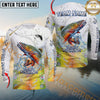 Maxcorners Fishing Golden Line Skinfish Pattern Sport Custom Name & Team Name 3D Shirts (8 Fish Species)