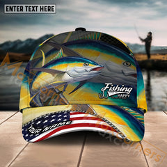 Maxcorners Tuna Fishing Fishing Make Me Happy Skinfish Flag Of US Sport Pattern Personalized Name 3D Cap MT133