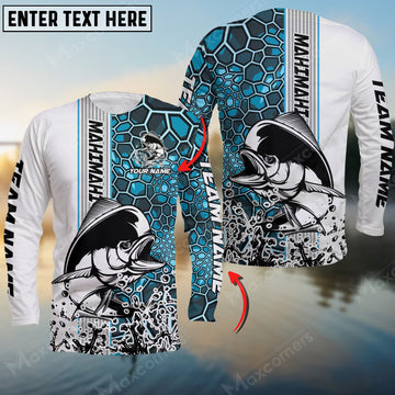 Maxcorner Mahi-Mahi Fishing Jersey Green Camo Pattern Personalized Name And Team Name Long Sweat Shirt