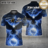 Maxcorners Golf Shirt Lightning Strike Eagle Golf Shirt, Customized Name & Team Name 3D Shirts (4 Colors)
