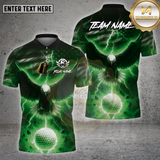 Maxcorners Golf Shirt Lightning Strike Eagle Golf Shirt, Customized Name & Team Name 3D Shirts (4 Colors)