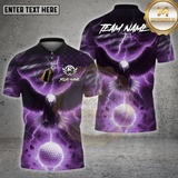 Maxcorners Golf Shirt Lightning Strike Eagle Golf Shirt, Customized Name & Team Name 3D Shirts (4 Colors)