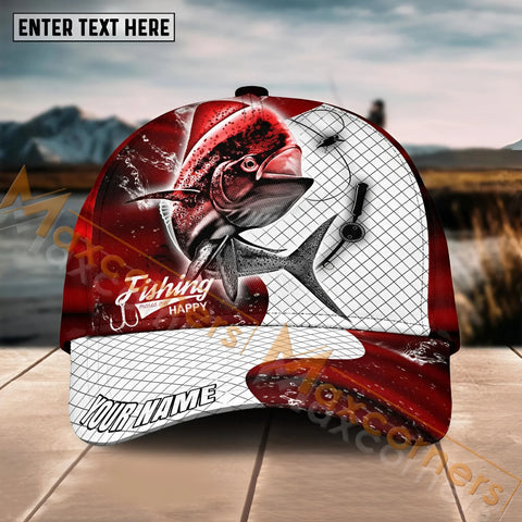 Maxcorners Mahi-Mahi FishingRed Dark Pattern Sport Pattern Personalized Name 3D Cap MT133