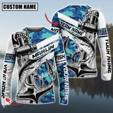 Maxcorner Marlin Fishing Jersey Sun Protection Sea Camo Pattern Personalized Name And Team Name Long Sweat Shirt