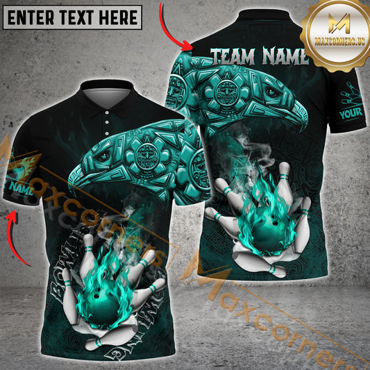 Maxcorners Bowling Aztec Multicolor Options Personalized Name, Team Name 3D Shirt (4 colors)