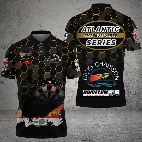 Maxcorners Funny Bee Hexagon Dart Shirts For Men– Custom Darts Team Polo & Quarter Zip Jerseys For CGC