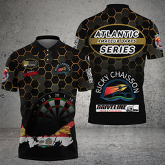 Maxcorners Funny Bee Hexagon Dart Shirts For Men– Custom Darts Team Polo & Quarter Zip Jerseys For CGC