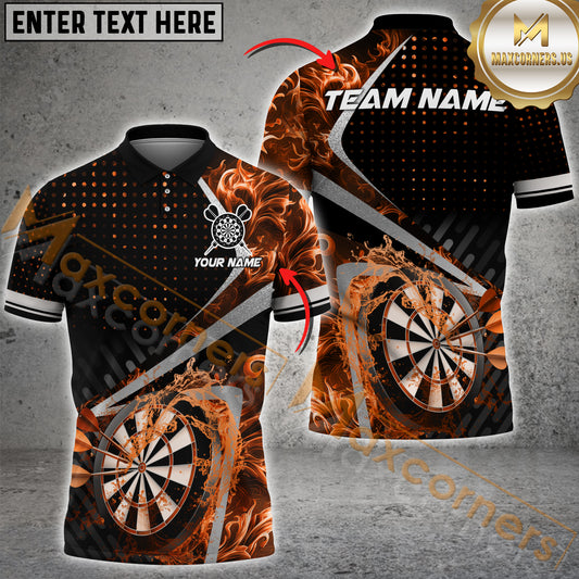 Maxcorners Darts Pattern Fire Flame Color Options Personalized Name, Team Name  3D Shirt (4 colors)