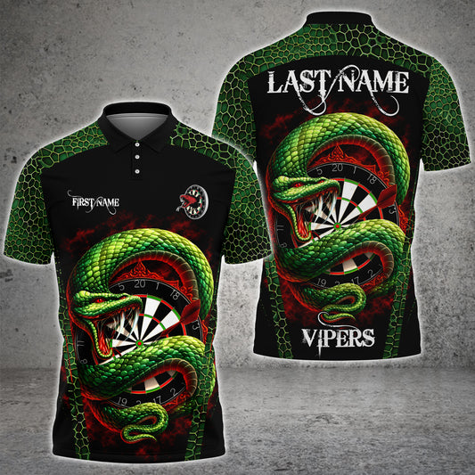 Maxcorners Darts Snake Holding Dartboard  Personalized Name, Team Name 3D Shirt For Richard Bernatchez