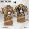 Maxcorners Golf Premium Eagle US Camo Pattern Customized Name Multicolor Custom 3D Polo Shirt