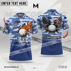 Maxcorners Golf Premium Eagle US Camo Pattern Customized Name Multicolor Custom 3D Polo Shirt