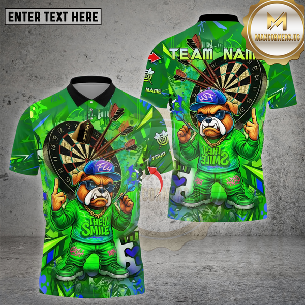 Maxcorners Darts Shirt Graffiti Bulldog Gang Style  Multioptions Personalized Name, Team Name Unisex 3D Shirt (4 Colors)
