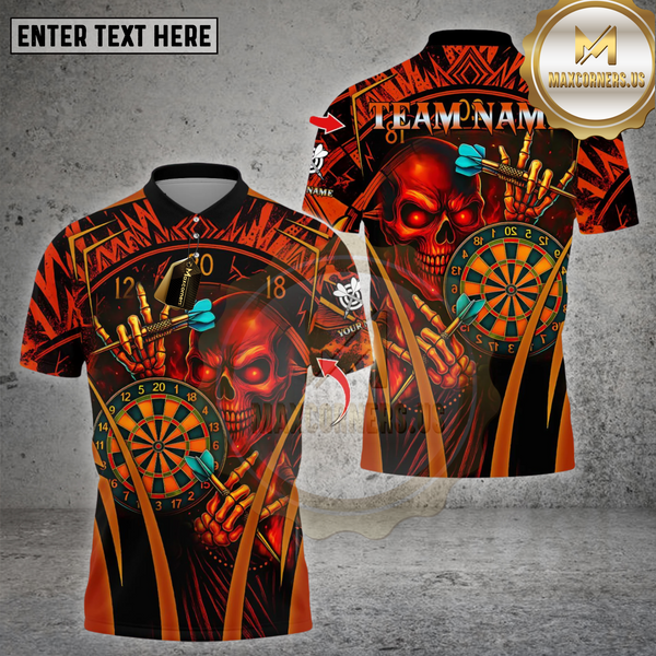 Maxcorners Darts Shirt Flame Skull Multioptions Personalized Name, Team Name Unisex 3D Shirt (4 Colors)