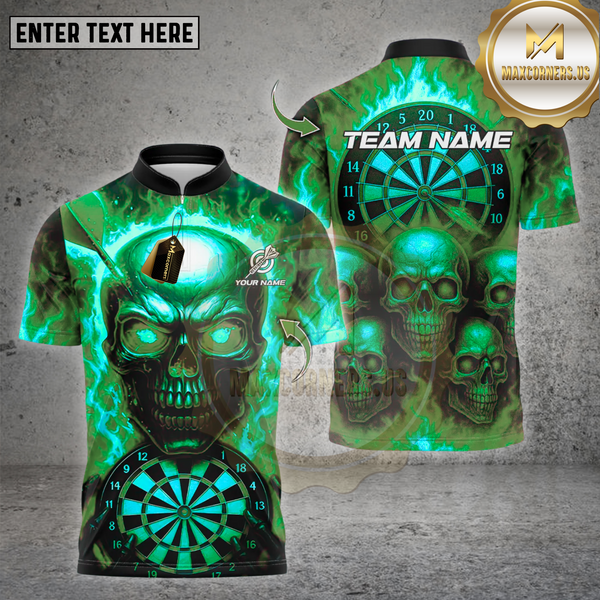 Maxcorners Darts Shirt  Skull With Dartboard & Darts Design Multioptions Personalized Name, Team Name Unisex 3D Shirt (4 Colors)