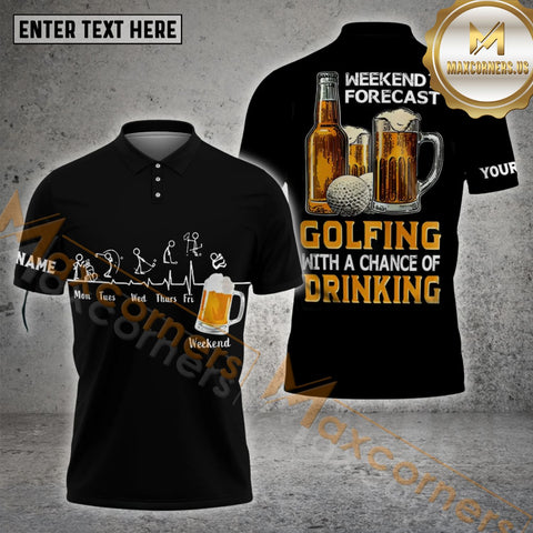 Maxcorners Beer Weekend Pattern Golf Ball Multicolor Options Personalized Name, Team Name 3D Shirt (4 Colors)