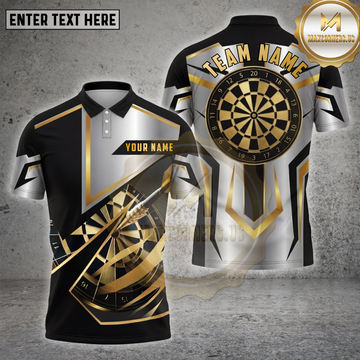 Maxcorners Darts Black Gold Bullseye Personalized Name, Team Name 3D Shirt (5 Colors)