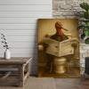 Maxcorners Turkey Reading Newspaper Funny Bathroom Humor Rustic Art Wrapped Canvas