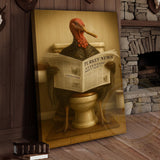 Maxcorners Turkey Reading Newspaper Funny Bathroom Humor Rustic Art Wrapped Canvas
