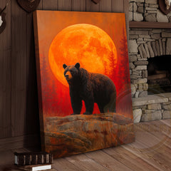 Maxcorners Black Bear Full Moon Rustic Forest Scene Wrapped Canvas