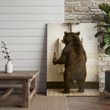 Maxcorners Funny Bear In Bathroom With Beer Rustic Lodge Art Wrapped Canvas