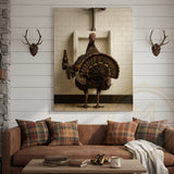 Maxcorners Funny Turkey With Beer Rustic Bathroom Wall Art Wrapped Canvas