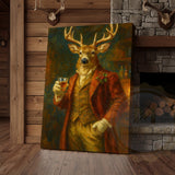 Maxcorners Deer With Whiskey Glass Rustic Bar Wall Art Wrapped Canvas