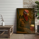 Maxcorners Turkey Hunter With Beer And Cigar Rustic Lodge Wall Art Wrapped Canvas
