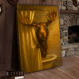 Maxcorners Funny Moose In Shower Rustic Bathroom Wall Art Wrapped Canvas