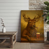 Maxcorners Deer Smoking Cigar with Beer Rustic Cabin Bar Art Wrapped Canvas