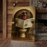 Maxcorners Turkey Reading Newspaper Smoking Cigar Funny Bathroom Art Wrapped Canvas