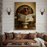 Maxcorners Turkey Reading Newspaper Smoking Cigar Funny Bathroom Art Wrapped Canvas