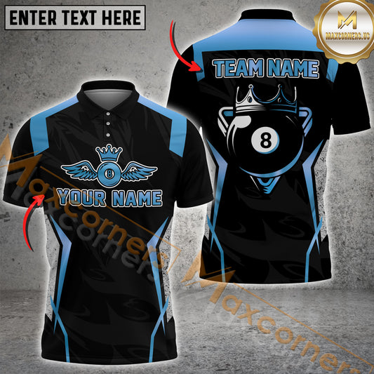 Maxcorners Billiard Ball 8 Golden Premium Pattern Multicolor Option Customized Name, Team Name 3D Polo Shirt (4 Colors)