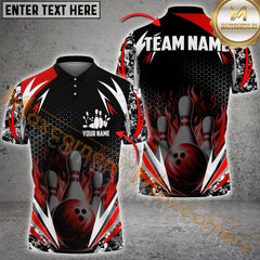 Maxcorners Bowling Flame Thunder Pattern Jersey Personalized Name, Team Name 3D Shirt (4 colors)