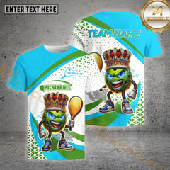 Maxcorners Pickleball Ball King Pattern Customized Name, Team Name 3D Shirt (4 colors)