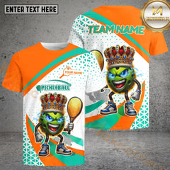 Maxcorners Pickleball Ball King Pattern Customized Name, Team Name 3D Shirt (4 colors)