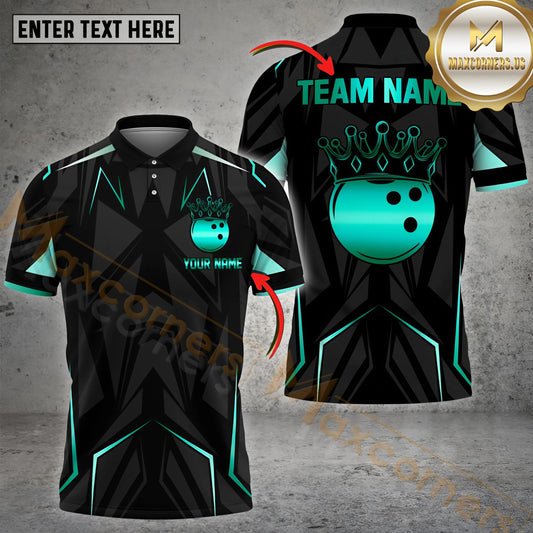 Maxcorner Bowling Ball & Pins Ball Crown King Multicolor Options Customized Name 3D Shirt (4 Colors)