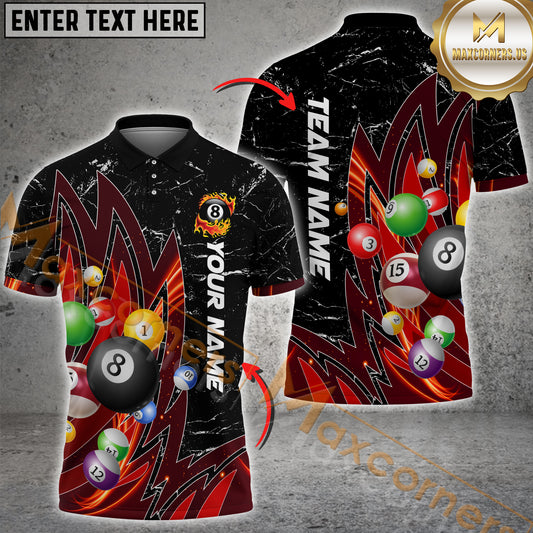 Maxcorners Billiard Light Eagle Wing Pattern Multicolor Options Personalized Name, Team Name 3D Polo Shirt (4 Colors)