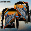 Maxcorner Fishing Blue Orange Line Jersey Sport Sun Protection Personalized Name And Team Name Long Sweat Shirt (6 Fish Species)