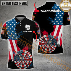 Maxcorners Distressed USA Flag Darts Jersey Personalized Name, Team Name 3D Shirt