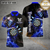 Maxcorners Darts Flame Grim Reaper Holding Dartboard Personalized Name, Team Name 3D Polo Shirt (4 Colors)