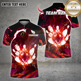 Maxcorners Bowling ShirtsThunder Light Bowling Design, Personalized Bowling Polo for Men Women, Personalized Name Team 3D Shirt