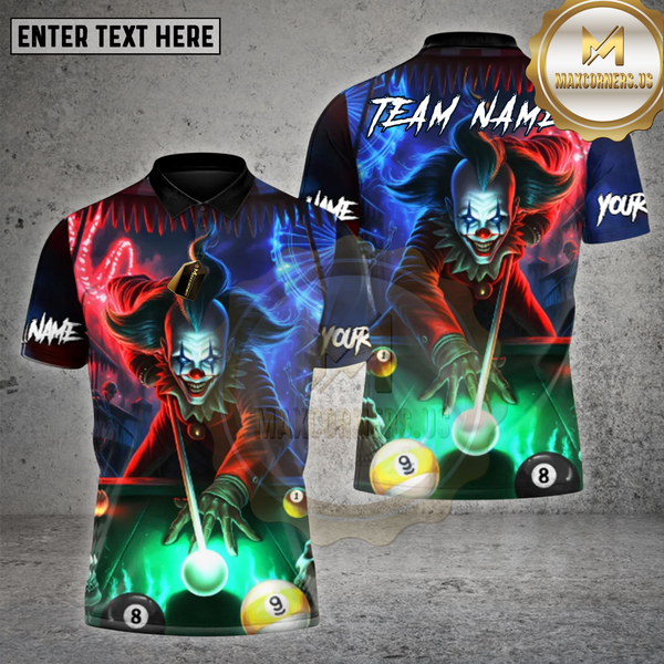 Maxcorners Billiards Neon Killer Joker Personalized Name, Team Name Unisex Shirt (4 Colors)